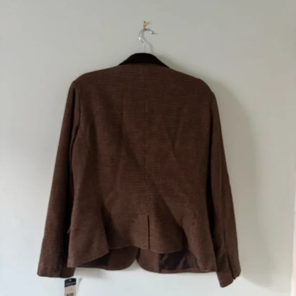 NWT Women’s Chaps Tan Houndstooth Blazer size 14 - Picture 9 of 9